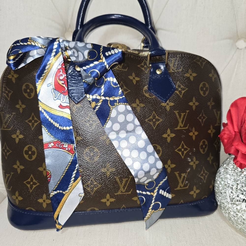 Louis Vuitton Alma PM AUTH EUC Custom Navy With Lock & Key